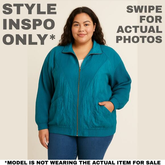 Lady Lavon Vintage Silk-Blend Jacket – Size 2X | Teal Blue [0398] - Picture 3 of 8